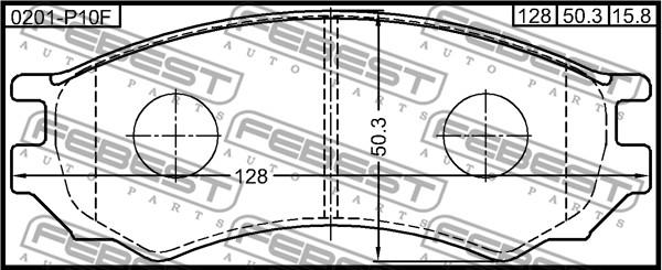 Febest 0201-P10F - Тормозные колодки, дисковые, комплект autodnr.net