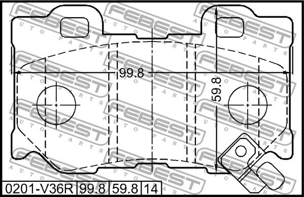 Febest 0201-V36R - Тормозные колодки, дисковые, комплект avtokuzovplus.com.ua