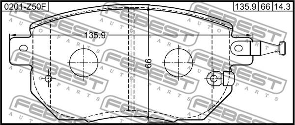 Febest 0201-Z50F - Тормозные колодки, дисковые, комплект avtokuzovplus.com.ua