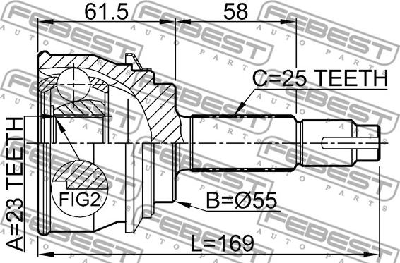 Febest 0210-017 - Шарнірний комплект, ШРУС, приводний вал autocars.com.ua