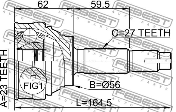 Febest 0210-019 - ШРУС НАРУЖНЫЙ 23x56x27 NISSAN PRIMERA P10 1990-1996 FEBEST autodnr.net