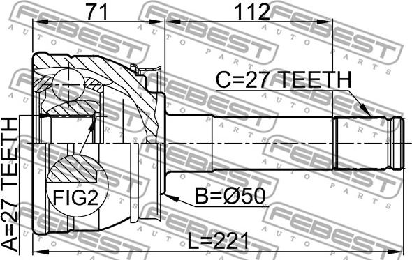 Febest 0210-024 - Шарнірний комплект, ШРУС, приводний вал autocars.com.ua