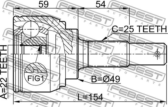 Febest 0210-C11X - Шарнірний комплект, ШРУС, приводний вал autocars.com.ua