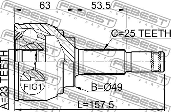 Febest 0210-C11 - Шарнірний комплект, ШРУС, приводний вал autocars.com.ua