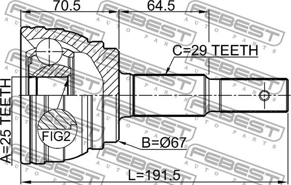 Febest 0210-E51 - Шарнирный комплект, ШРУС, приводной вал autodnr.net