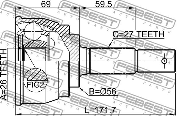 Febest 0210-L30 - Шарнирный комплект, ШРУС, приводной вал avtokuzovplus.com.ua