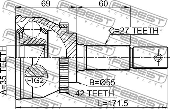 Febest 0210-N16MTA42 - Шарнірний комплект, ШРУС, приводний вал autocars.com.ua