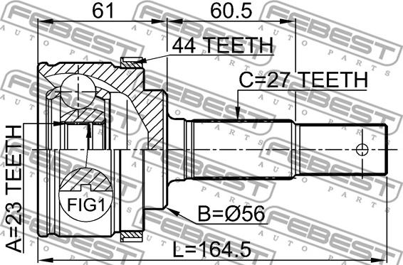 Febest 0210-P12QG18A44 - Шарнірний комплект, ШРУС, приводний вал autocars.com.ua