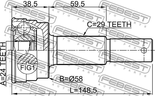 Febest 0210-Z50R - Шарнірний комплект, ШРУС, приводний вал autocars.com.ua