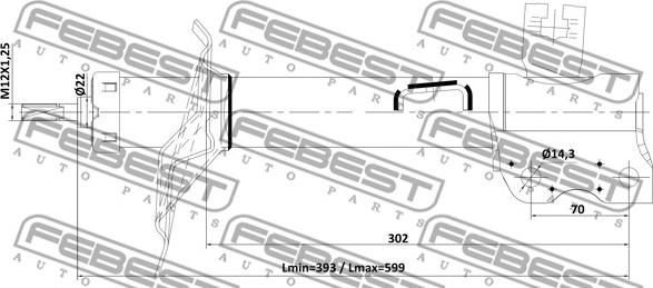 Febest 02110-005RL - Амортизатор autocars.com.ua