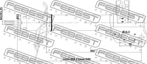 Febest 02110-005RR - Амортизатор autocars.com.ua