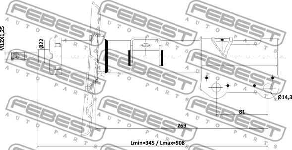 Febest 02110-014FL - Амортизатор autocars.com.ua