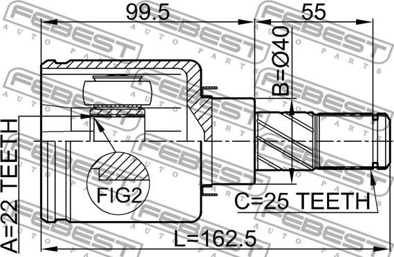 Febest 0211-B10ATRH - Шарнірний комплект, ШРУС, приводний вал autocars.com.ua