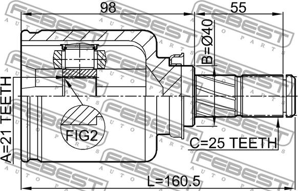 Febest 0211-E11AT - Шарнирный комплект, ШРУС, приводной вал avtokuzovplus.com.ua