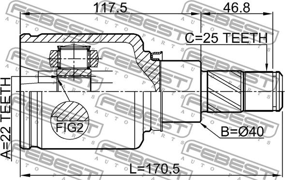 Febest 0211-F15LH - Шарнирный комплект, ШРУС, приводной вал avtokuzovplus.com.ua