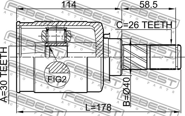 Febest 0211-J1016LH - Шарнірний комплект, ШРУС, приводний вал autocars.com.ua