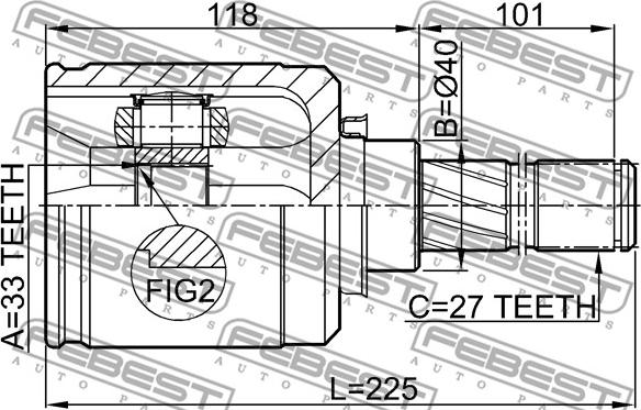 Febest 0211-J1020GLH - Шарнирный комплект, ШРУС, приводной вал avtokuzovplus.com.ua