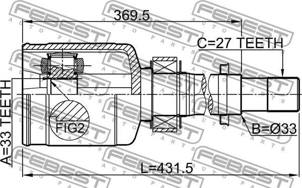 Febest 0211-J10ERH - Шарнірний комплект, ШРУС, приводний вал autocars.com.ua