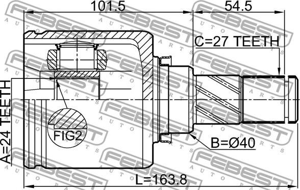 Febest 0211-J32MR20LH - Шарнірний комплект, ШРУС, приводний вал autocars.com.ua