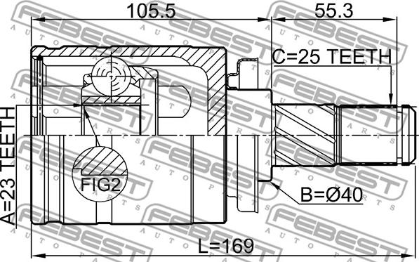 Febest 0211-P10LH - Шарнірний комплект, ШРУС, приводний вал autocars.com.ua