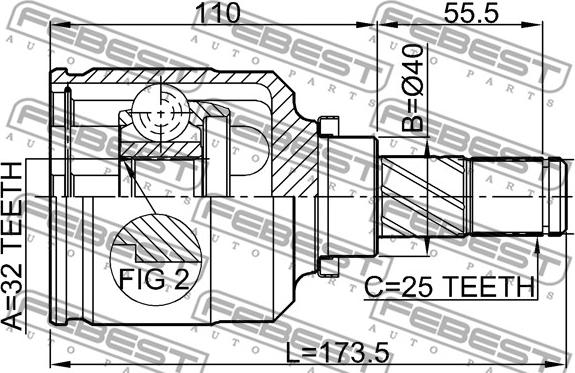 Febest 0211-SR20LH - ШРУС autocars.com.ua