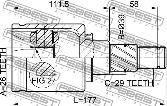 Febest 0211-T30LH - Шарнирный комплект, ШРУС, приводной вал avtokuzovplus.com.ua