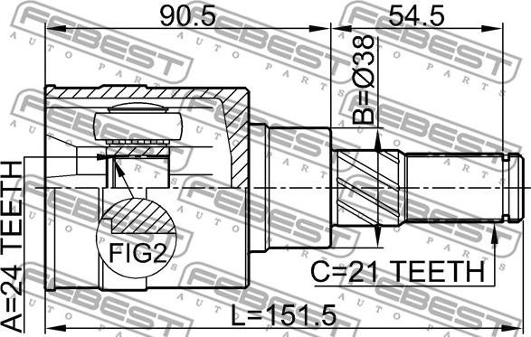 Febest 0211-T30R - Шарнирный комплект, ШРУС, приводной вал avtokuzovplus.com.ua