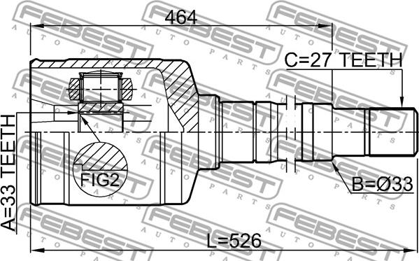 Febest 0211-T31RH - Шарнірний комплект, ШРУС, приводний вал autocars.com.ua