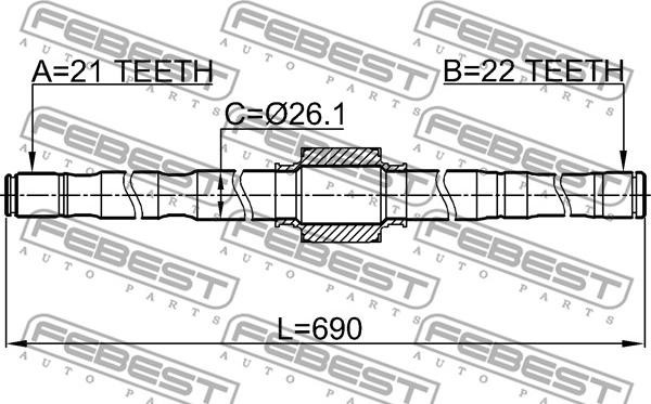 Febest 0212-E11RH - Приводной вал avtokuzovplus.com.ua