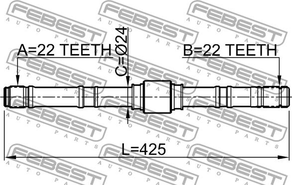 Febest 0212-P10LH - Приводний вал autocars.com.ua