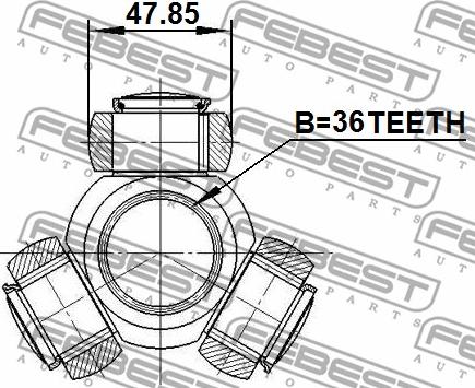 Febest 0216-Z50 - Муфта з шипами, приводний вал autocars.com.ua