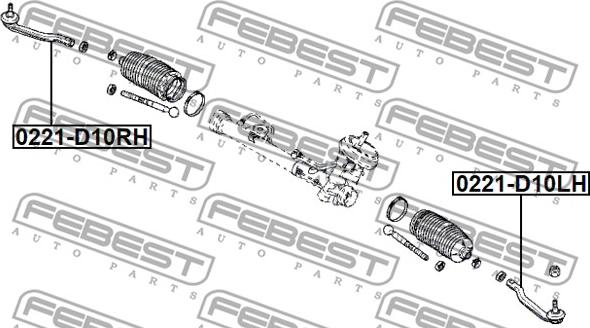 Febest 0221-D10RH - Наконечник рульової тяги, кульовий шарнір autocars.com.ua