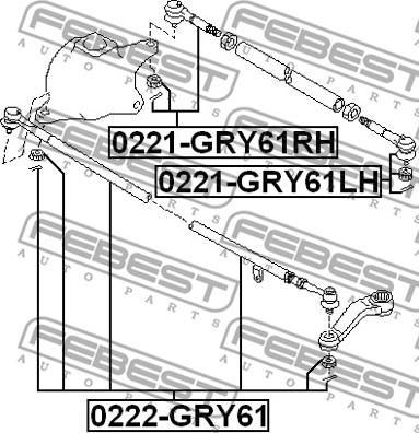 Febest 0221-GRY61LH - Рульовий наконечник autocars.com.ua