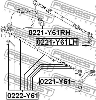 Febest 0221-Y61RH - Наконечник рульової тяги, кульовий шарнір autocars.com.ua