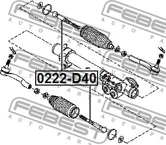 Febest 0222-D40 - Осевой шарнир, рулевая тяга avtokuzovplus.com.ua