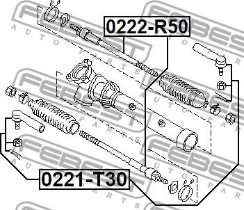 Febest 0222-R50 - Осьовий шарнір, рульова тяга autocars.com.ua