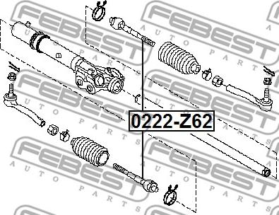 Febest 0222-Z62 - Осевой шарнир, рулевая тяга avtokuzovplus.com.ua