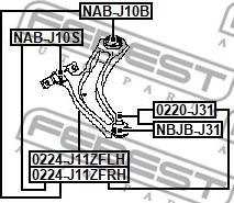 Febest 0224-J11ZFLH - Рычаг подвески колеса avtokuzovplus.com.ua