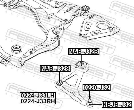 Febest 0224-J33LH - Важіль незалежної підвіски колеса autocars.com.ua