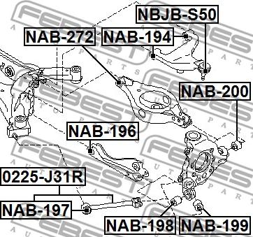 Febest NAB-199 - Сайлентблок задней цапфы Murano 02-07 autocars.com.ua