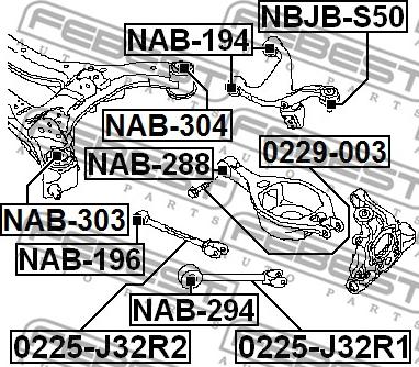 Febest NAB-303 - Втулка, балка моста avtokuzovplus.com.ua