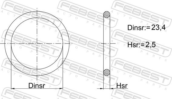 Febest 02400-009 - Кільце ущільнювача, гідравлічний фільтр autocars.com.ua