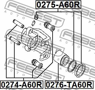 Febest 0274-A60R - Направляющий болт, корпус скобы тормоза avtokuzovplus.com.ua