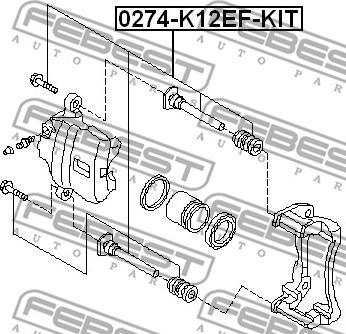 Febest 0274-K12EF-KIT - Направляючий болт, корпус скоби гальма autocars.com.ua