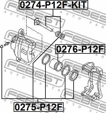 Febest 0274-P12F-KIT - Направляющий болт, корпус скобы тормоза avtokuzovplus.com.ua