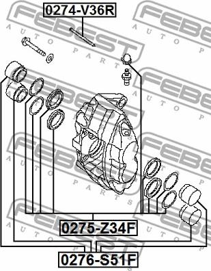 Febest 0275-Z34F - Ремкомплект, тормозной суппорт avtokuzovplus.com.ua