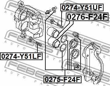 Febest 0274-Y51UF - Направляючий болт, корпус скоби гальма autocars.com.ua