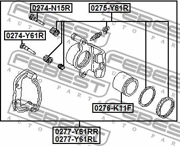 Febest 0275-Y61R - Ремкомплект, гальмівний супорт autocars.com.ua