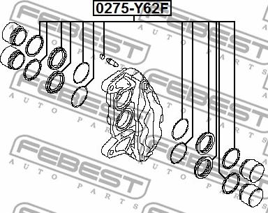 Febest 0275-Y62F - Ремкомплект, гальмівний супорт autocars.com.ua