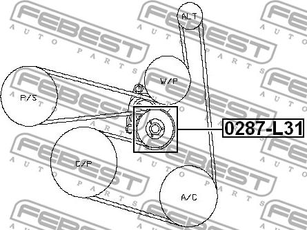 Febest 0287-L31 - Паразитний / провідний ролик, поліклиновий ремінь autocars.com.ua